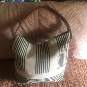 Fossil strips Canvas Leather shoulder Bag.